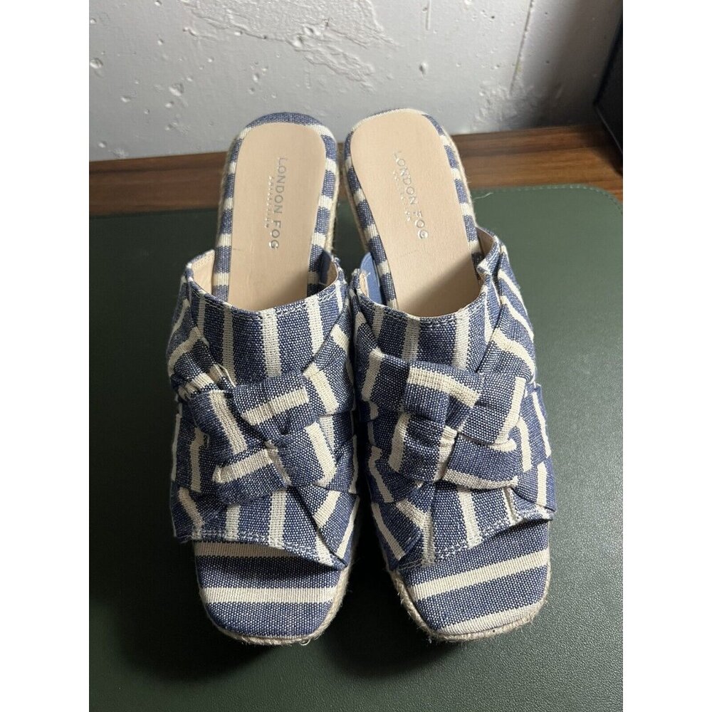 LONDON FOG Womens Heidi Espadrille Wedge Sandals w/ Knotty Bow Detail Size 9.5M